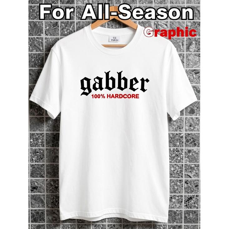 HARDCORE Herren Gabber Grafik T-Shirt - Schwarz mit Weißem Logo Streetwear T-Shirt | Atmungsaktive Passform | Unisex Lässiges Kurzarm Rundhals | Ganzjahres