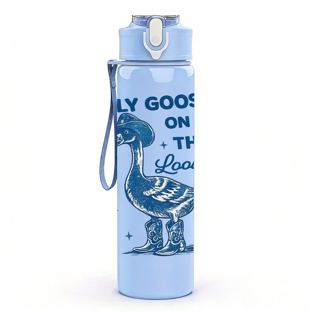 1PC Silly Goose On The Loose Bird Print 750ml Color Plastic Sports Water Bottle Leakproof Flip Straw Lid Suitable for Sports Office Home Use