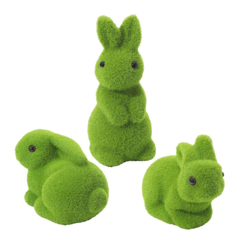 Simulation Moss Easter Decorations Moss Green Easter Bunny Figurines  Garden Decorations