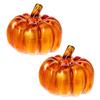 2Pcs LED Glass Pumpkin Set Starry Night Design Halloween Thanksgiving Decor Lighted Lantern Indoor Fall Decoration