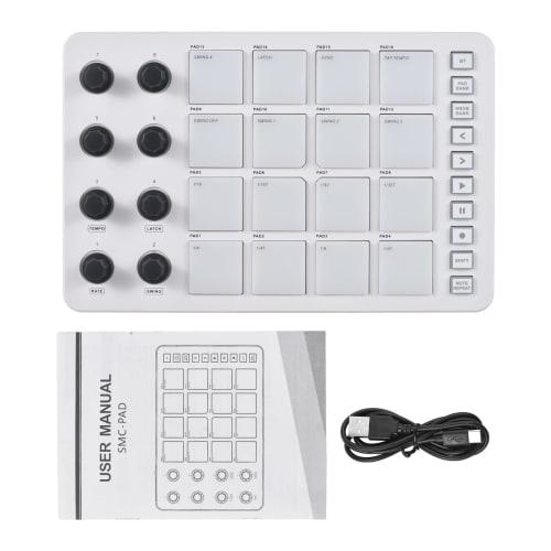Btuty MIDI Controller Strike Pad, RGB Backlit MIDI Keyboard with Bluetooth Connection, Low Latency, 3.5mm Output Interface, 16 Strike Pads, 8 Assignab