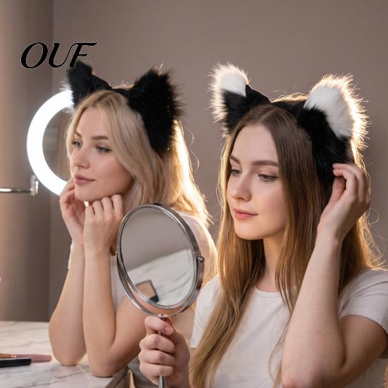 Wolf Ears for Costume Fluffy Fox Headband Party, 3D Plush Ear Party Dress Up Accessories Hair Accessories, Decorative Hairband Women Girls Cosplay