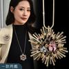 Autumn And Winter Long Necklace Women'S Fashion Versatile One Two-Wear Flower Crystal Sweater Chain Clothes Accessories