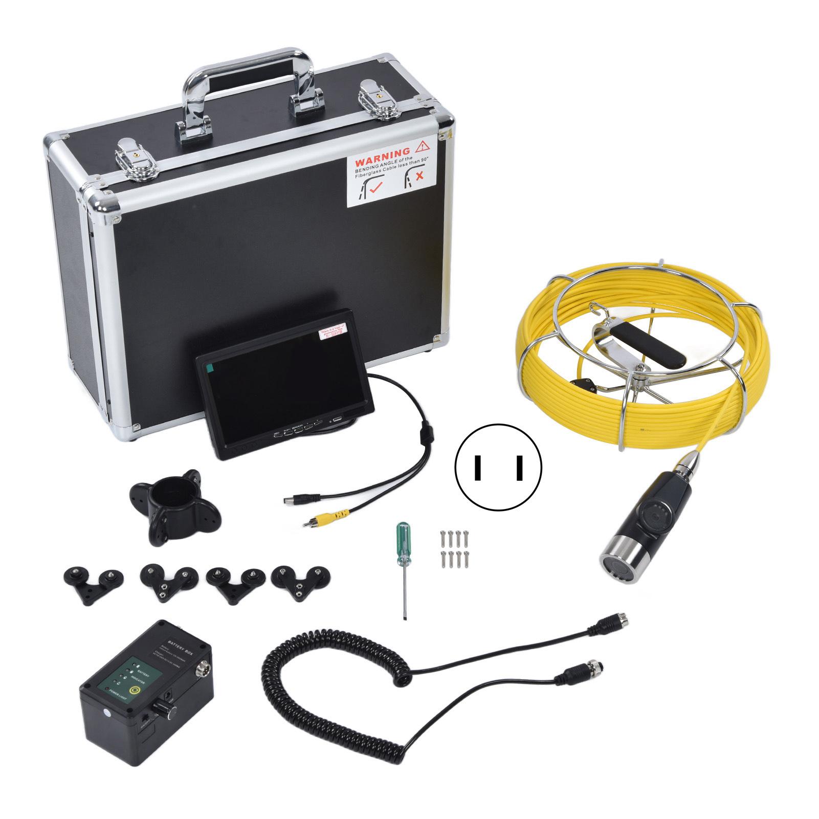 

7-дюймовый эндоскоп для трубопровода, видеоэндоскоп для водопроводной трубы, инспекционная камера с 2 линзами, водонепроницаемый бороскоп