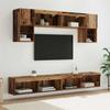 TV Wall Unit with LED 6 pcs Reclaimed Wood Composite