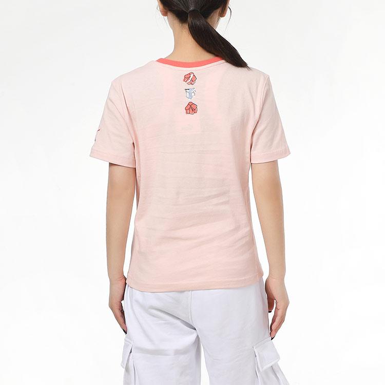 Puma Logo Print Sports Round Neck Short Sleeve T-Shirt Women Tops Pink 532042-27