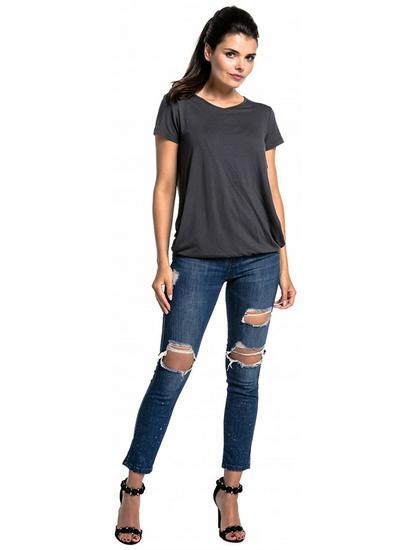 2019 European and American Style Round Neck Short Sleeve Maternity Nursing T-Shirt