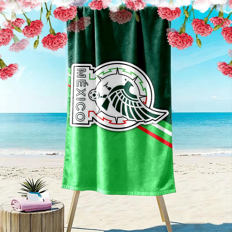 Mexico Football Art Print Beach Towel, Large Soft Quick Dry Towel for Beach Camping Swimming