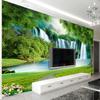 3D Wallpaper Waterfall Meadow Green Landscape Mural Living Room Bdroom Backdrop Decoration Wallpaper