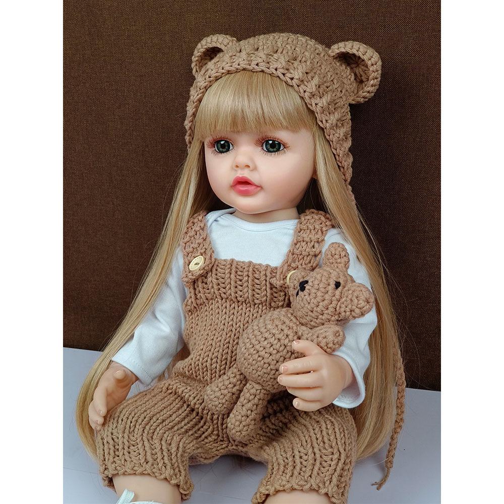 Rebirth Doll Simulation Baby Can Enter The Water Simulation Baby Accompanying Toy Full Glue Body 55 Cm Blooming Long Hair Girl