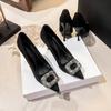 Square Buckle High Heels Temperament Advanced Not Tired Feet Thin Heels Black Work Shoes Pointed Single Shoes 2025 Autumn