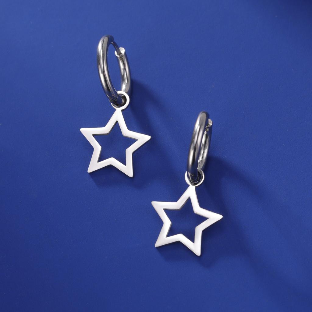 Stainless Steel Star Drop Earrings Women Girls Gold Color Hoop Earrings Minimalist Wedding Jewelry Gift for Friends