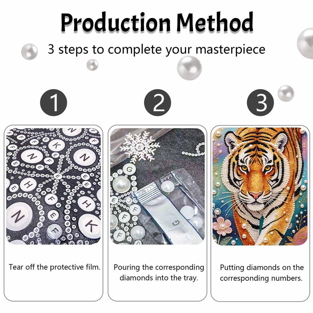 Majestic Tiger Pearl Kit 5D DIY Rhinestone Art Craft for Home Desktop Decoration Relaxing Handmade Gift