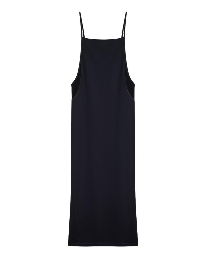 Fortena Mix Ribbed Sleeveless Long Dress-Gray