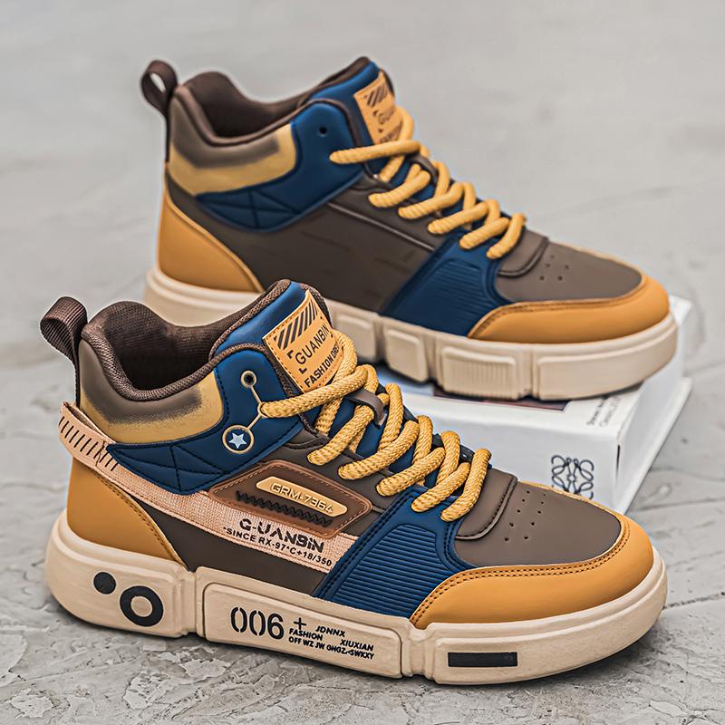 Fashion Sneakers Men Casual High Top Board Shoes Vulcanized Shoes Male Walking Sport Shoes Outdoor Sneakers Male Soft Sole Walking Shoes