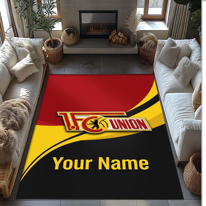 Union Berlin FC Printed Crystal Velvet Rug Non‑Slip Crystal Velvet Carpet For Sofa Bedroom Indoor Home Decoration