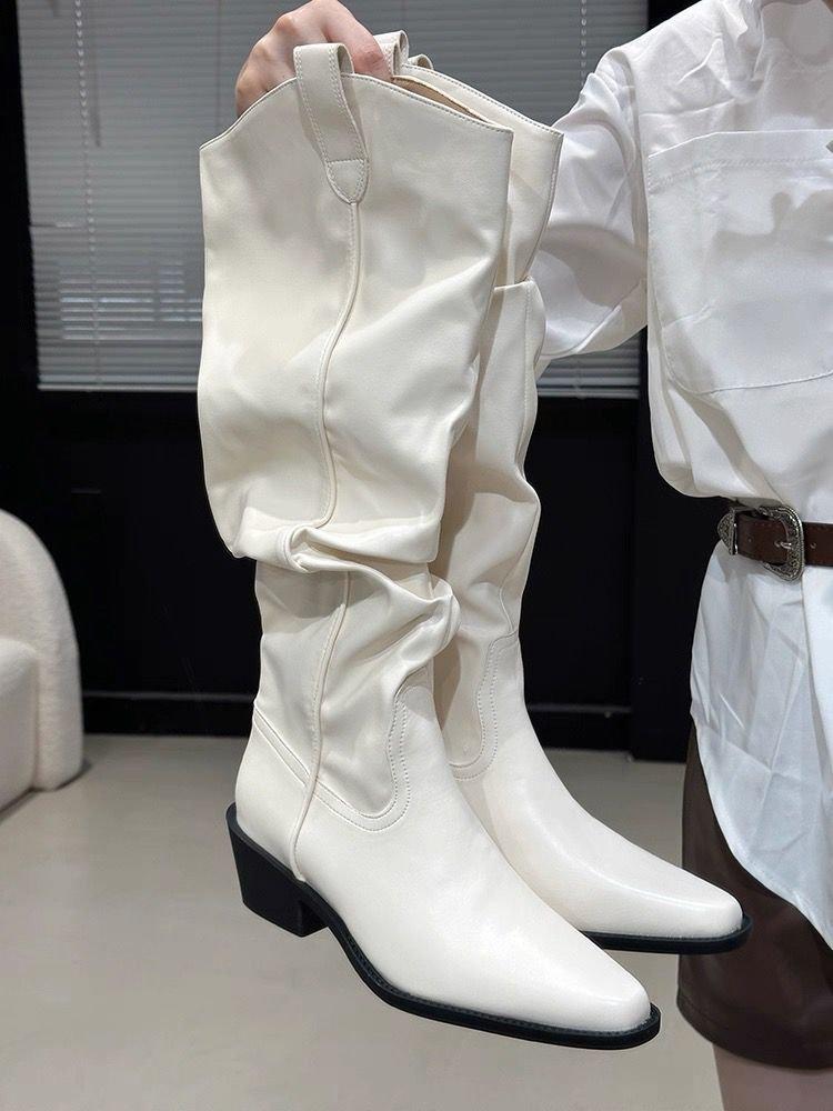 Fashion High Boots for Women Suede Pointed Toe Designer Shoes Mid Heels Fashion Pumps 2025 Winter New Chelsea Boots Femme Zapatillas