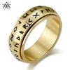 Nordic Retro Odin Text Rotatable Titanium Steel Ring Rings Men's Stress Relief Anxiety Emotional Jewelry