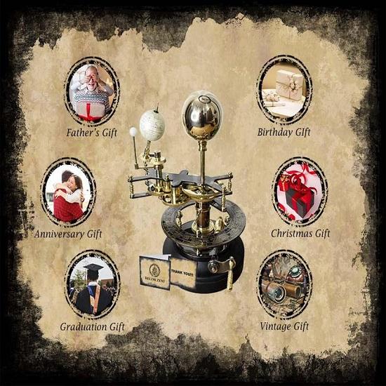 Tellurian Orrery With Sun Earth And Moon, Handmade Orrery, Planetarium Decor, Gift For Adult, Father's Gift