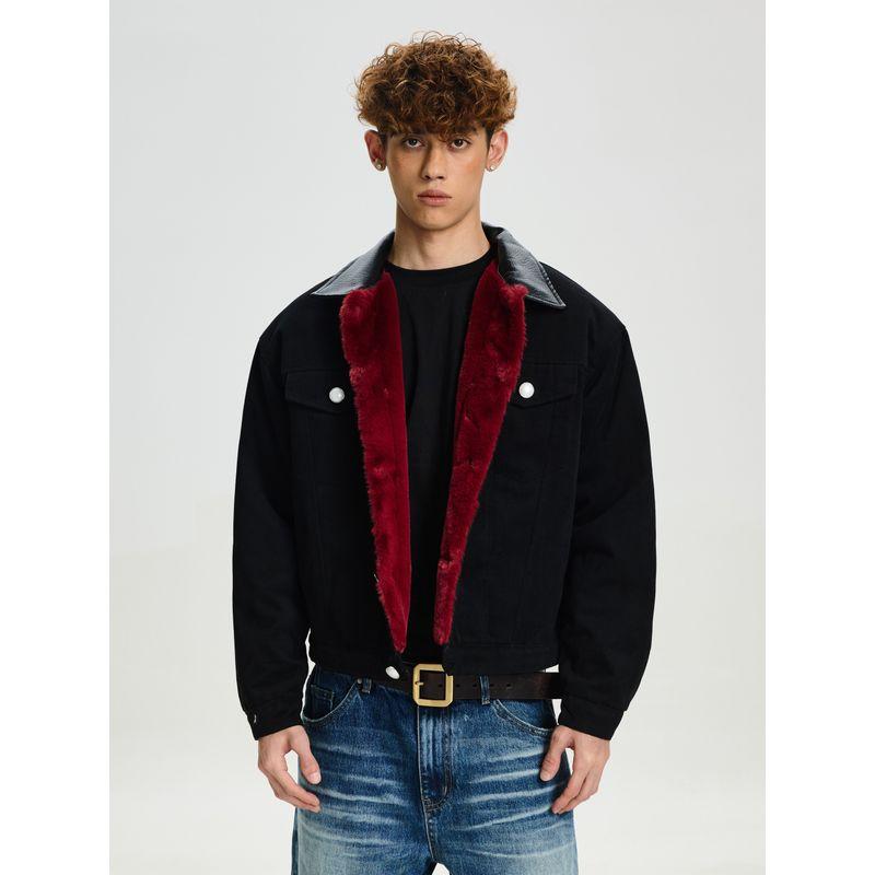 Cabbage Coke American Retro Winter Short Jacket with Hood, Men's Cool Deconstructed Thick Cotton Coat