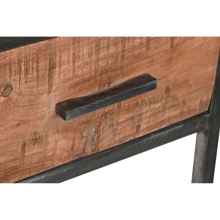 Bureau - Métal - Acacia - 150 cm - Design épuré - Noir