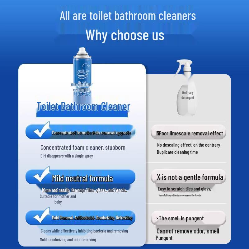 Multifunctional Bathroom Cleaner: Powerful Foam for Stain Removal and Whitening on Tiles and Toilets