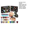 Guitar Picks Advent Calendar 2025 24-Day Countdown with 20 Guitar Picks 2 Oud Picks Faux Leather Pick Holder Metal