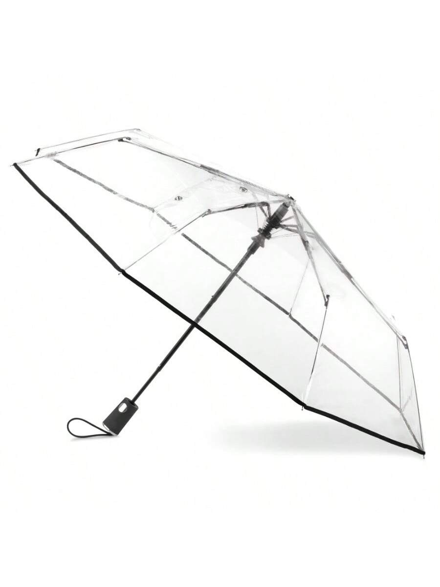

Полностью автоматический прозрачный складной зонт, тройной самораскрывающийся зонт, маленький свежий пластиковый утолщенный зонт белый
