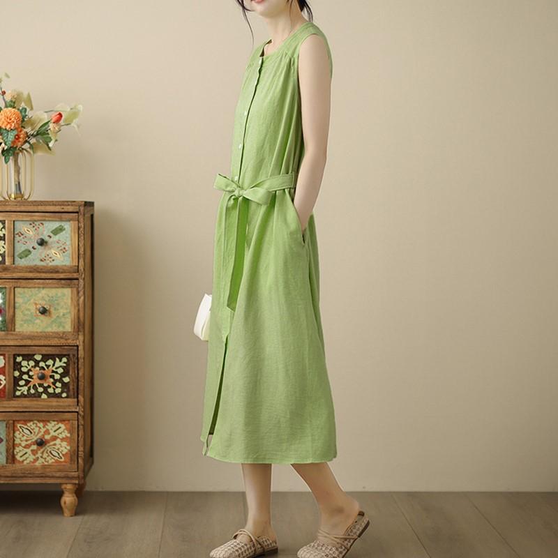 Sleeveless Plus Size Cotton Vintage New In Dresses for Women Casual Loose Long Summer Dress