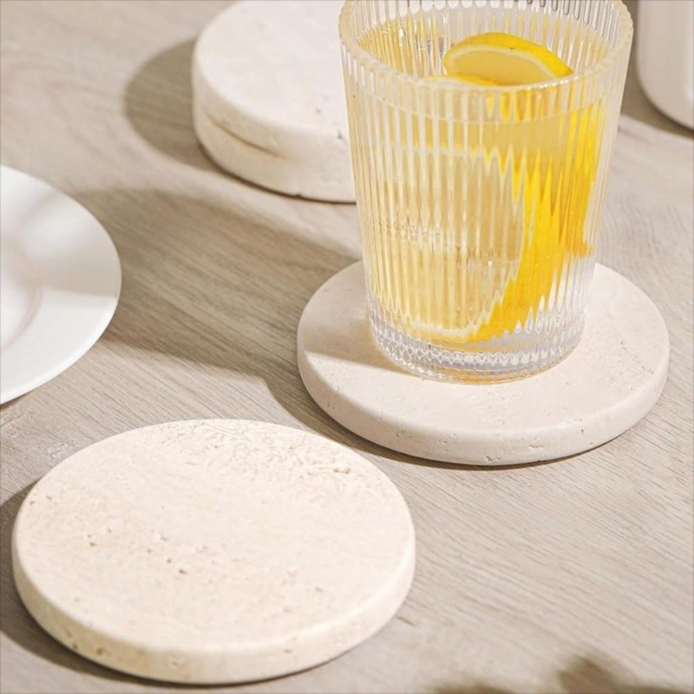 Natural Marble Coasters Placemat Travertine Insulation Pads  Photography Props