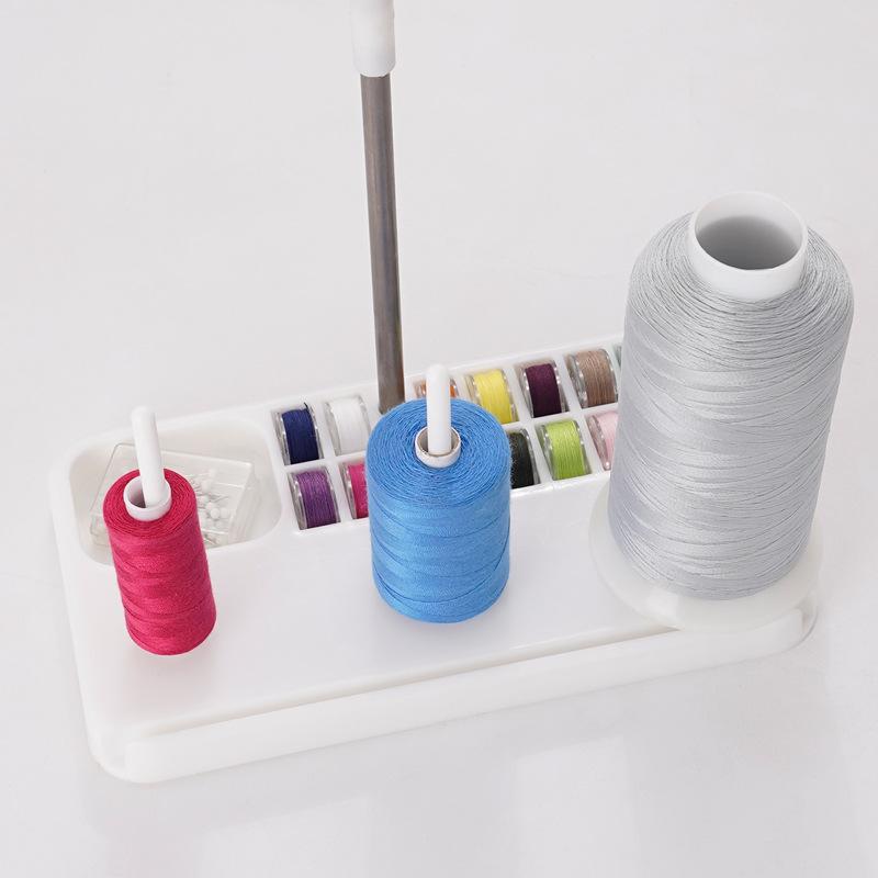 Macchina da cucito domestica fai-da-te per punto di copertura con tre rocchetti grandi in plastica, supporto per rocchetti a pagoda, organizer per cavi, macchina per cuciture di bordi universale