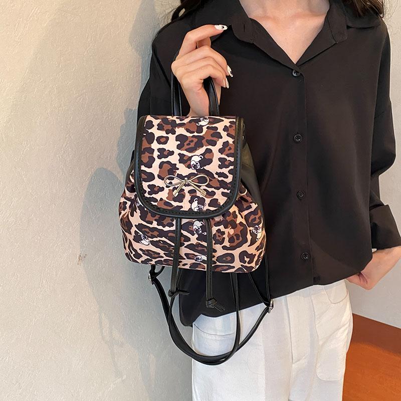 Women Leopard Print PU Backpacks  Female School Bags for Teenage Girls  Backpack   Animal Trend