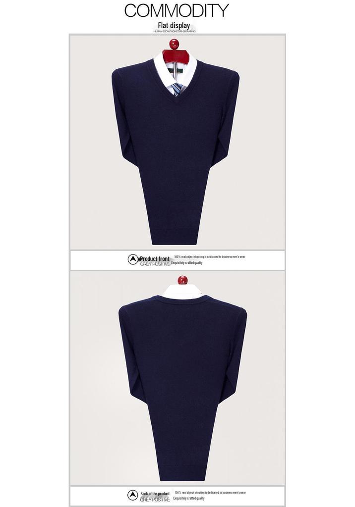 Men's V-Neck Winter Knit Sweater - Middle-Aged Thick & Warm Pullover