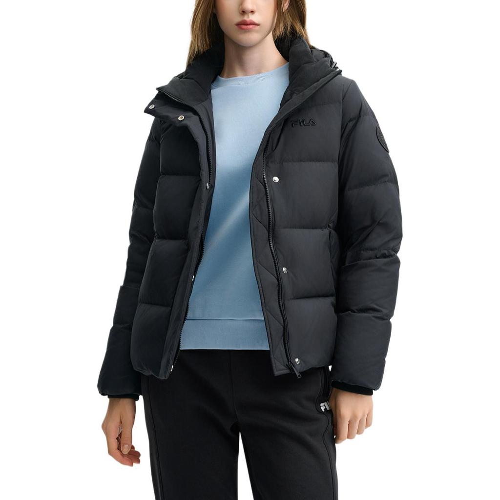 Fila Fleece Casual Warm Hooded Down Jacket Women Outerwear Legendary-Blue F11W448901FNV