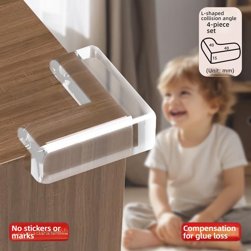 

4-piece Set Baby Safety Corner Silicone Protector Soft Thick Transparent Children s Anti-collision Corner Edge Protection Guard L-shaped 4-pack