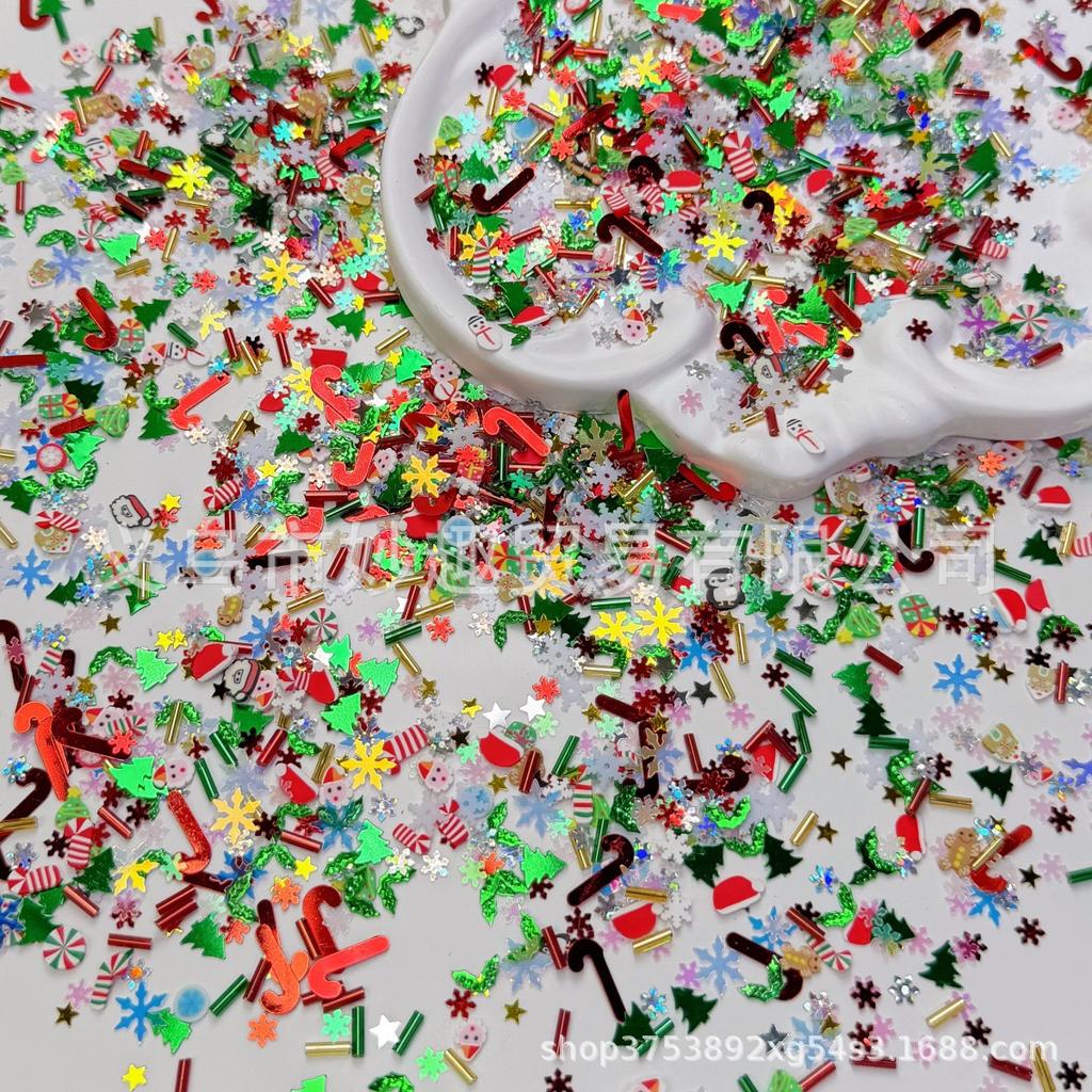Christmas Mixed Sequins Snowflake Christmas Tree Santa Claus Handmade Diy Quicksand Hemp Filler Material Accessories