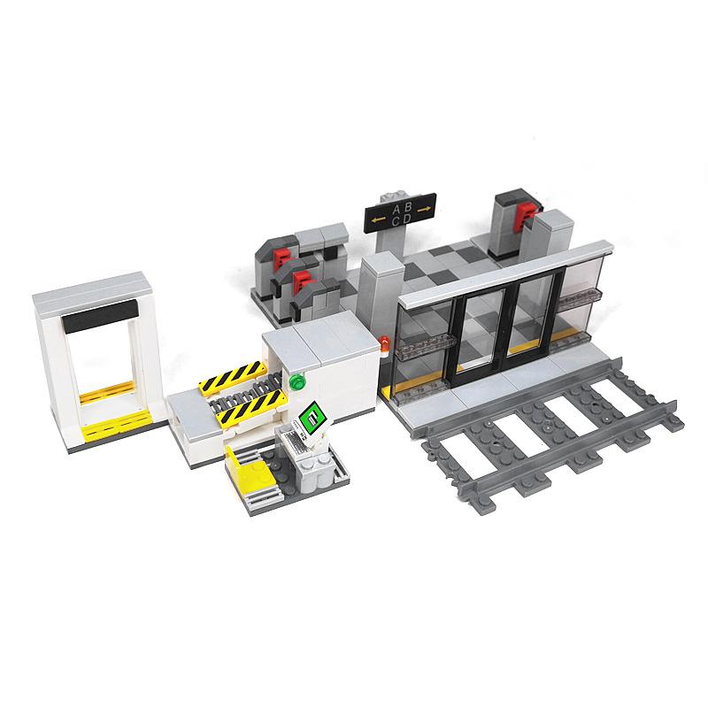 Small Particle Assembly Subway Station Gate Ornament Station Luggage Security Check Door Frame Track Building Block Diy