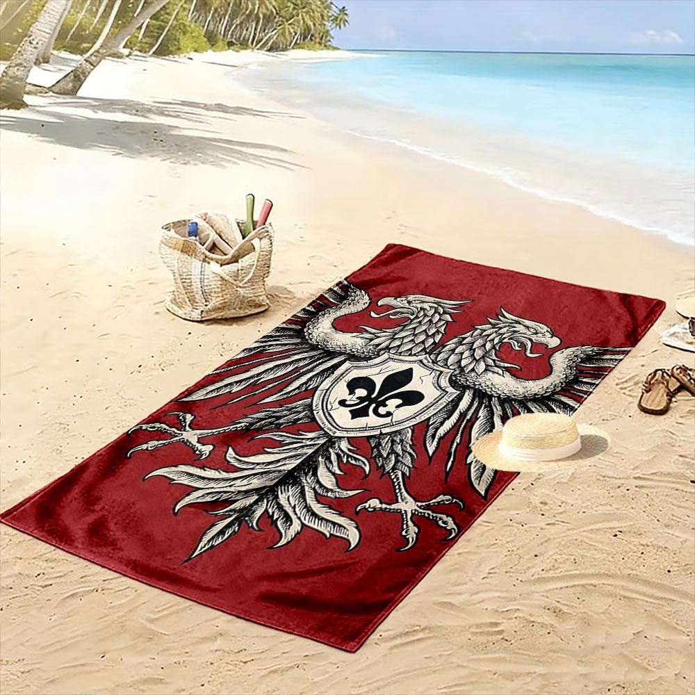 Majestic twin-headed eagle Print beach towel, quick drying, suitable for travel, outdoor sports, jogging, the beach and swimming, gift