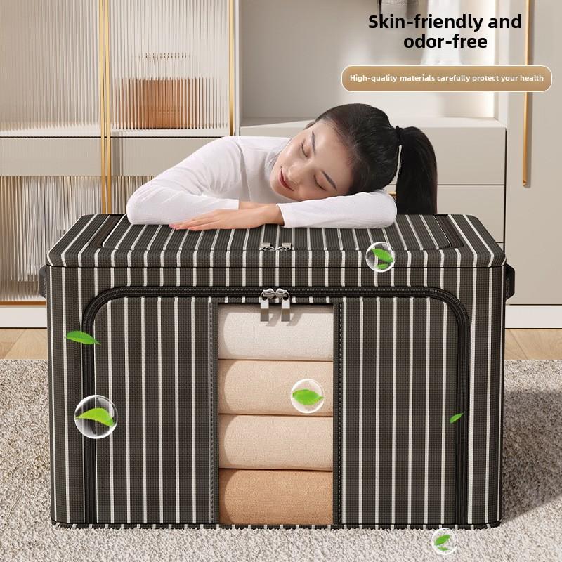 Κάδοι Αποθήκευσης από Ύφασμα Oxford Μεγάλης Χωρητικότητας με Σκελετό από Ατσάλι, Πτυσσόμενα Υφασμάτινα Κουτιά Αποθήκευσης για Ρούχα, Πάπλες, Παιχνίδια, Οργάνωση Σπιτιού