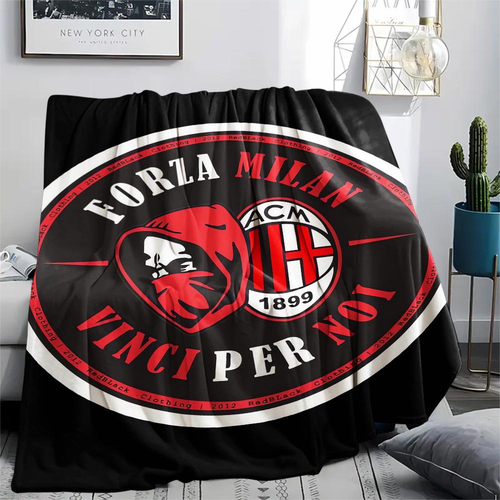 1pc AC Milan Print Flannel Blanket, High quality Comfortable for All Seasons, Home Decor, Warmth and Comfort, Perfect for Christmas Gifts06