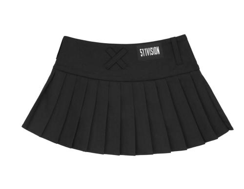 511Bijeon Axis Pocket Pleats Wrap Mini Skirt , Black