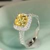Graceful Wedding Ring Lady Bright Yellow Crystal Accessories for Women Fashion Aesthetic Jewelry for Engagement Party