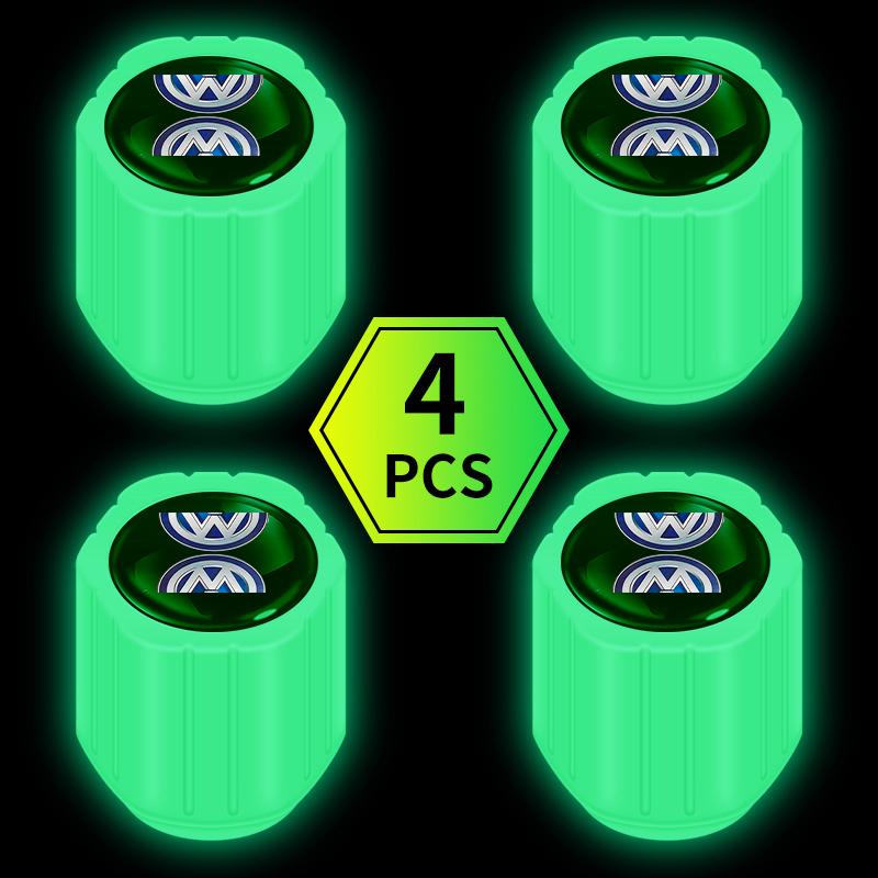 

4x Fluorescent Green Car Wheel Tire Valves Caps Luminous Valve Dust Covers For Volkswagen VW Golf 4 7 MK3 4 7 Touran Polo Passat