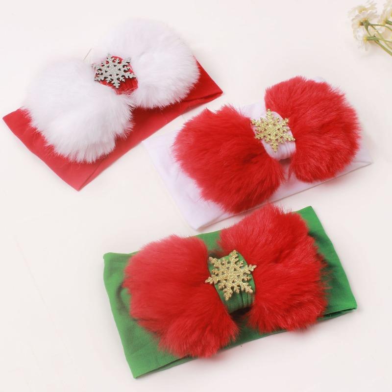 Autumn and winter new baby snowflake plush bow headband, children's creative hair accessories, baby headband