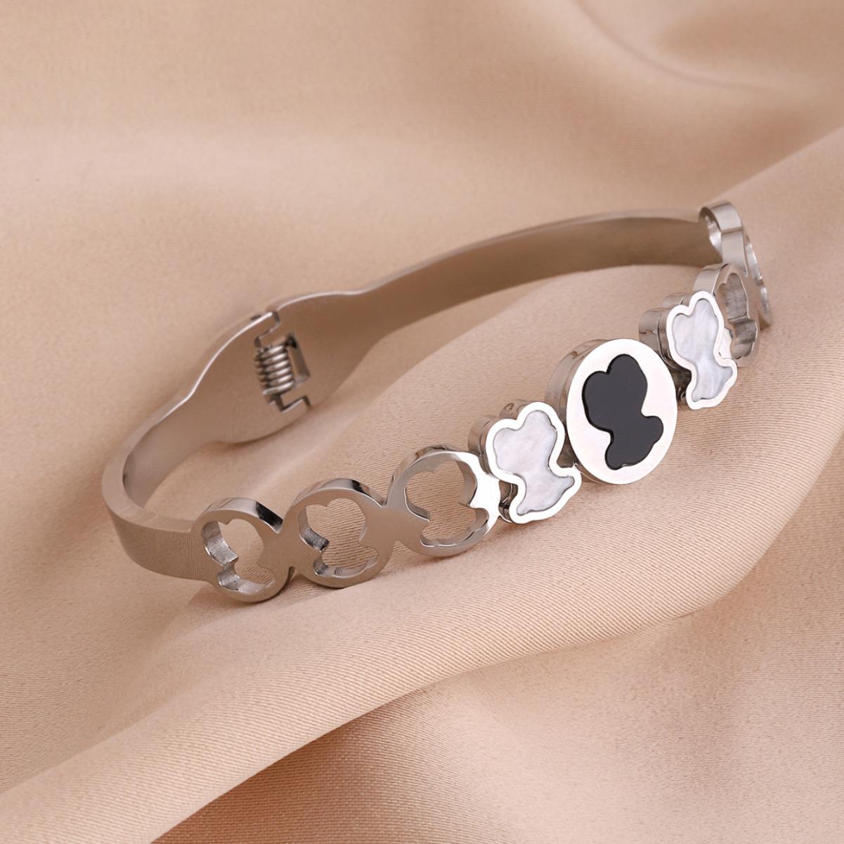 

Корейский браслет из титановой стали с пряжкой в виде кольца «Любовь медведя» — популярные украшения для темперамента