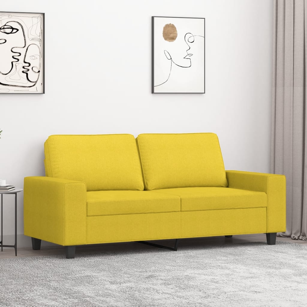 Vidaxl 2-Seater Sofa, Light Yellow, 140 Cm, Upholstered In Fabric