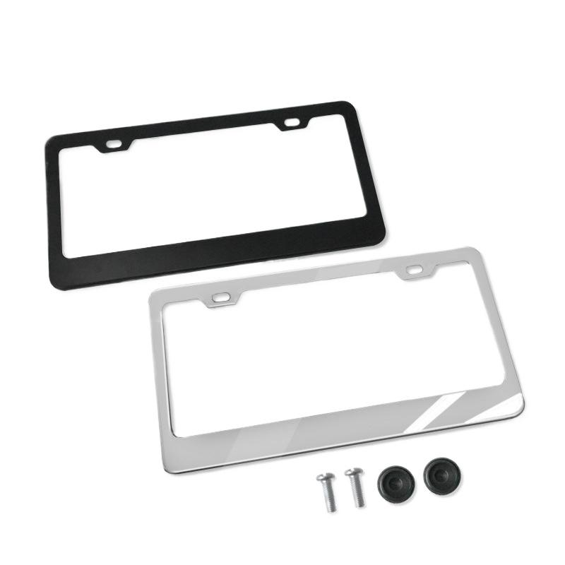 Support Noir Argenté Avec Vis Cadre Universel Plaque d'Immatriculation Américaine Accessoire Auto Fibre Couverture Plaque d'Immatriculation TAG Pour Avant Arrière