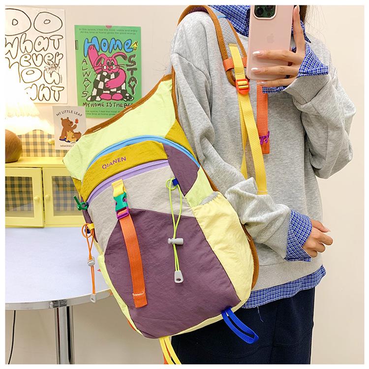 Dopamine Colorblock Lightweight Waterproof Backpack for School, Hiking & Outdoor Adventures