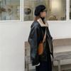 Y2k Lapel Long Sleeved Short Leather Jacket Women Vintage Slim Brown Cropped Coat 2024 New Fashion Lady Street Party Outwears