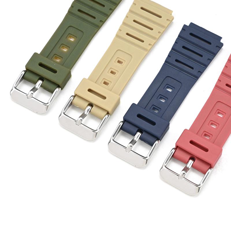 18mm Uhrenarmband für F108W F91 F94 F84 F105 AE1200 Weiches Harz Uhrenarmband Dornschließe Armband konvexer Ansatz Sport wasserdicht str